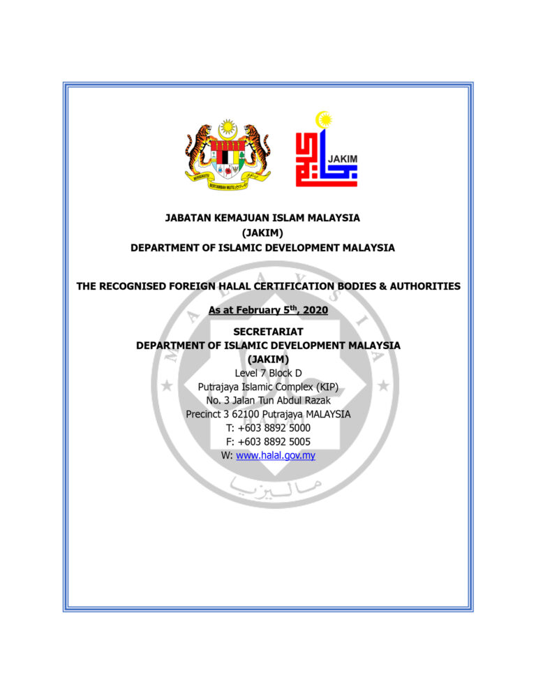 Media - The Recognised Foreign Halal Certification Bodies Authorities